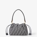 FENDI Mamma Baguette Medium Dark blue denim-effect FF jacquard bag - Image 5